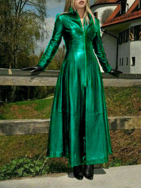 Damen eleganter Maxikleid mit strukturiertem Reißverschluss und schimmerndem Finish R&B