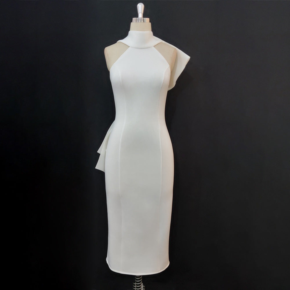 Damen Elegantes Etuikleid mit asymmetrischem Design und schwingendem Detail R&B