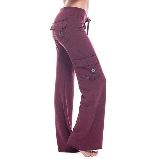 Damen bequeme Cargo-Hose mit tiefen Taschen und elastischem Bund R&B