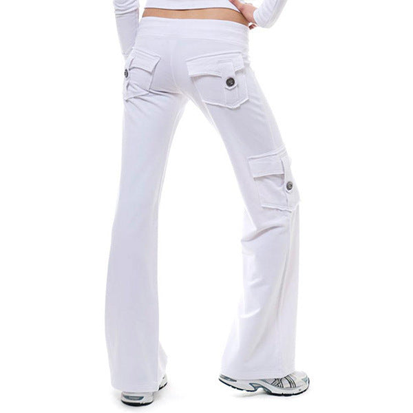 Damen bequeme Cargo-Hose mit tiefen Taschen und elastischem Bund R&B