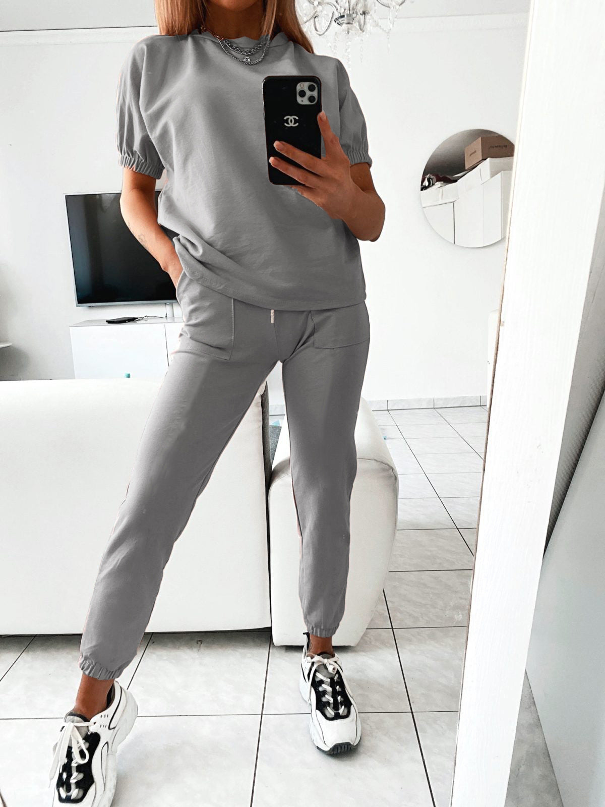 Damen Sportliches Oberteil mit Puffärmeln und lässiger Passform R&B