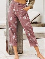 Damen lässige Blumenmuster Hose R&B