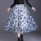 R&B | Eleganter Maxirock Aus Mesh mit Blumenmuster