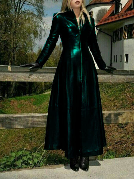Damen eleganter Maxikleid mit strukturiertem Reißverschluss und schimmerndem Finish R&B