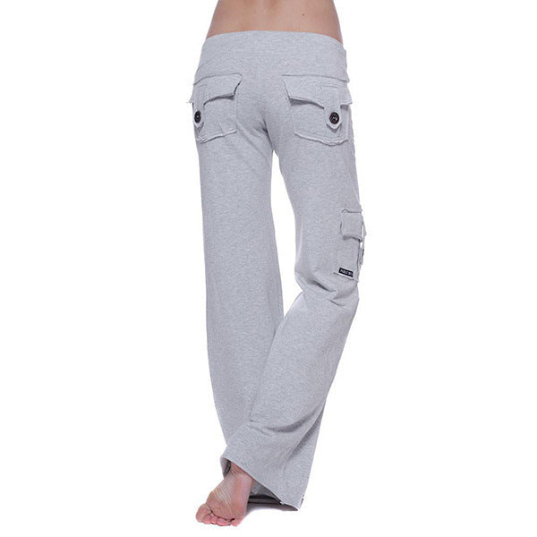 Damen bequeme Cargo-Hose mit tiefen Taschen und elastischem Bund R&B