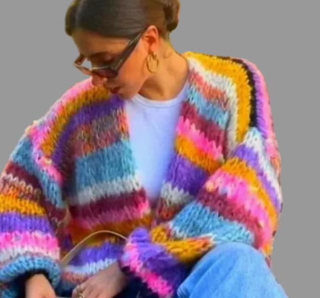 R&B | Übergroße und Bunte Strickjacke