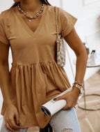 Damen Tunika mit elegantem V-Ausschnitt und fließendem Schnitt R&B