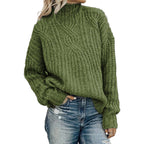 Damen kuscheliger Rollkragenpullover mit strukturiertem Zopfdesign und lässigem Schnitt R&B