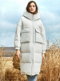 R&B | Damen Lange Winter Pufferjacke mit Kapuze