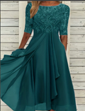 Damen Feminin Fallendes Chiffon Midikleid mit Fließendem Schnitt | R&B