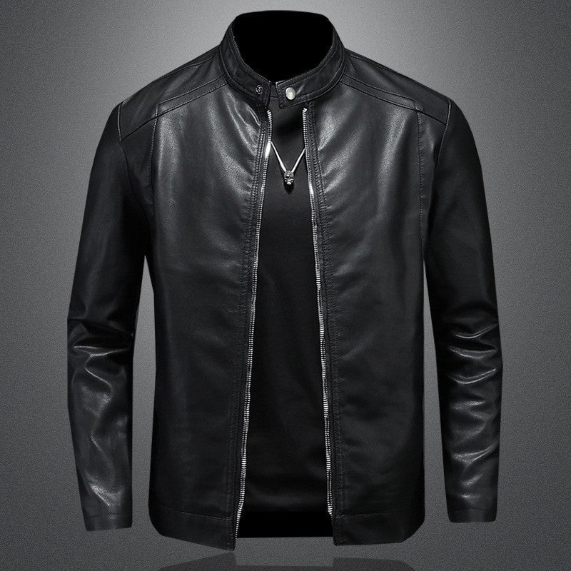 R&B | Vegan Lederjacke Slim Fit Stehkragen Reißverschluss Minimalistisches Design