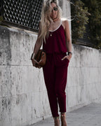 Damen Lässiger Jumpsuit mit schmalen Trägern und praktischen Taschen R&B