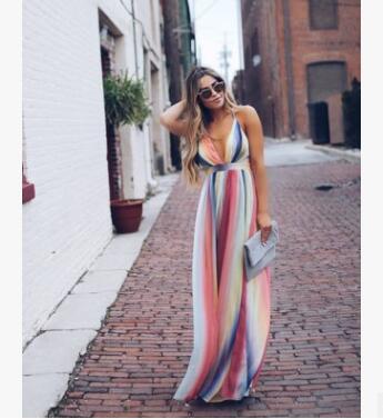 R&B | Bunt Gestreiftes Maxikleid für Damen