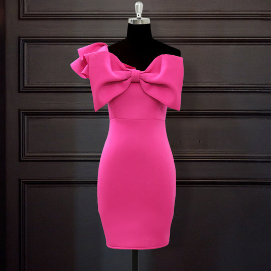 Damen eng anliegendes Kleid mit voluminösem Schleifenakzent R&B
