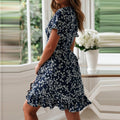 Damen luftiges Strandkleid mit Rüschensaum und floralem Muster R&B