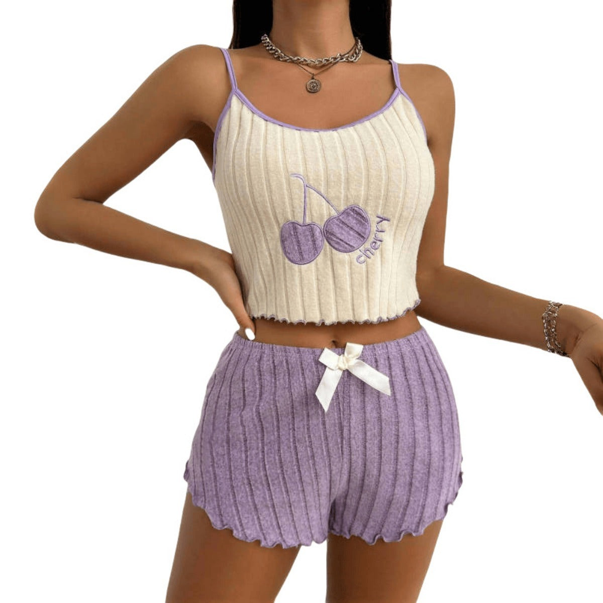 R&B | Bestickte Weste Shorts Set