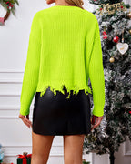 R&B | Weihnachts Freizeit Kurz V-Ausschnitt Strickjacke