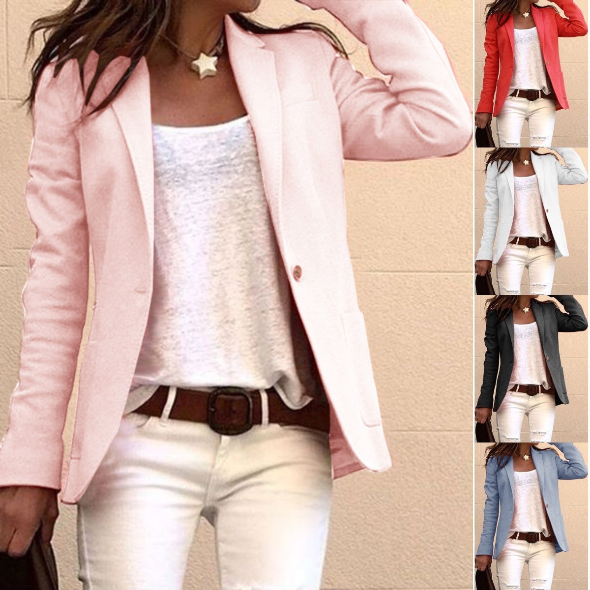 Damen taillierter Blazer mit elegantem Revers R&B