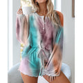 R&B | Batik bedrucktes Langarm-Shorts-Set