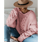 Damen Grober Strickpullover mit Zopfmuster R&B