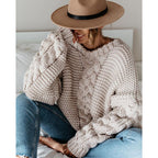Damen Grober Strickpullover mit Zopfmuster R&B