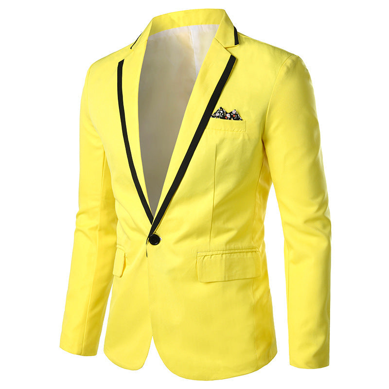 Herren nan einreihiges Abend-Sakko mit kontrastpaspel, Schalkragen-Optik und tailliertem Slim-Fit R&B