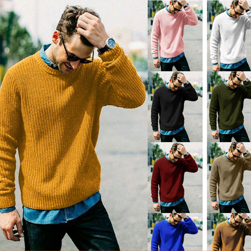 Herren grob gestrickter Rundhalspullover mit lässigem Schnitt R&B