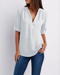 R&B | V-Ausschnitt plus Größe Frauen ärmellos Chiffon Shirt