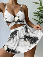 R&B | Dreiteiliges Bikini-Set mit Marmordruck