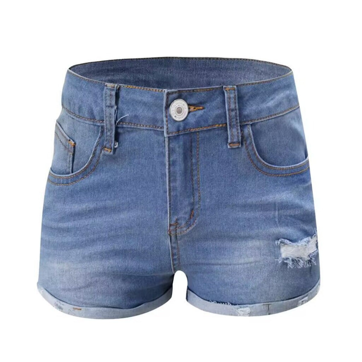 R&B | Zerrissene Quasten-Denim-Shorts