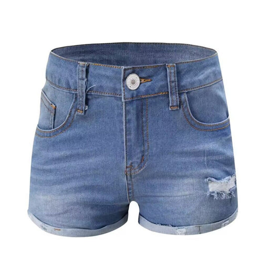 R&B | Zerrissene Quasten-Denim-Shorts