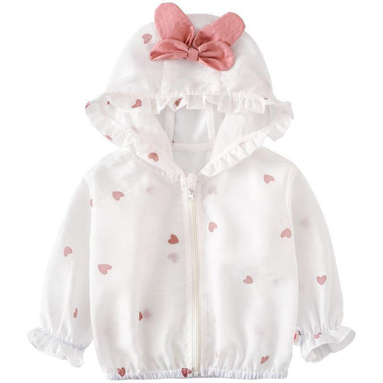 Unisex nan leichte Kapuzenjacke für Kleinkinder mit elastischen Bündchen und verspieltem Herzdruck R&B