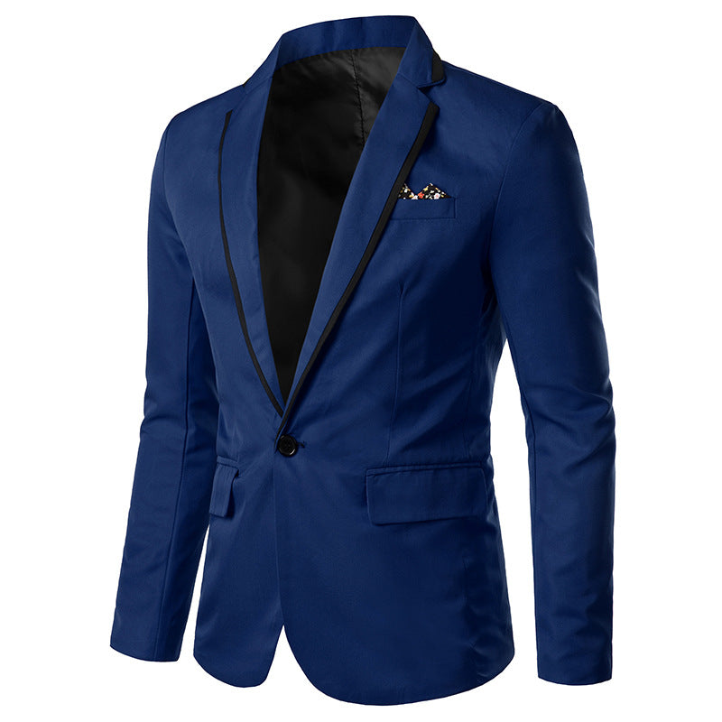 Herren nan einreihiges Abend-Sakko mit kontrastpaspel, Schalkragen-Optik und tailliertem Slim-Fit R&B