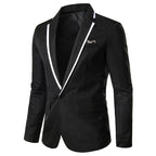 Herren nan einreihiges Abend-Sakko mit kontrastpaspel, Schalkragen-Optik und tailliertem Slim-Fit R&B