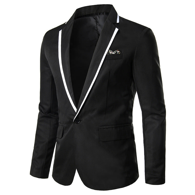 Herren nan einreihiges Abend-Sakko mit kontrastpaspel, Schalkragen-Optik und tailliertem Slim-Fit R&B