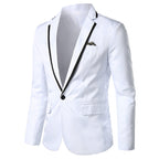 Herren nan einreihiges Abend-Sakko mit kontrastpaspel, Schalkragen-Optik und tailliertem Slim-Fit R&B