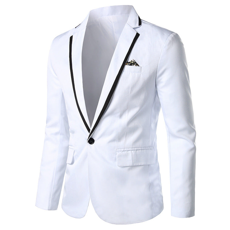 Herren nan einreihiges Abend-Sakko mit kontrastpaspel, Schalkragen-Optik und tailliertem Slim-Fit R&B