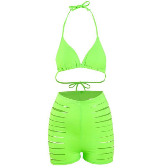 Damen Bikini-Set mit sexy Cut-Out und hoch geschnittenen Shorts R&B