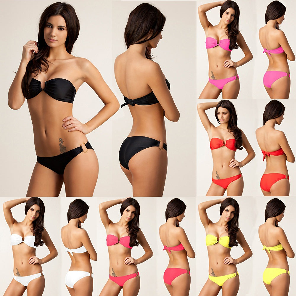 Damen Bandeau-Bikini mit dekorativem Ring R&B