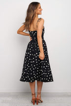 Damen Midikleid mit Spaghetti-Trägern und lässigem Punkte-Design R&B