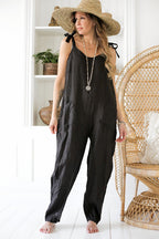 Damen lässiger Jumpsuit mit verstellbaren Trägern und praktischen Taschen R&B