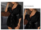 Damen Hemdblusenkleid mit schicken Knopfdetails und dekorativem Taillengürtel R&B