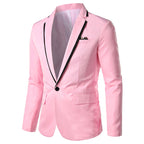 Herren nan einreihiges Abend-Sakko mit kontrastpaspel, Schalkragen-Optik und tailliertem Slim-Fit R&B
