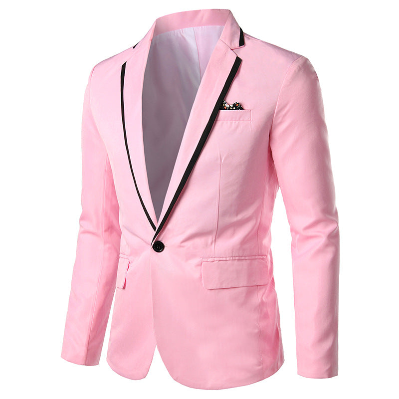 Herren nan einreihiges Abend-Sakko mit kontrastpaspel, Schalkragen-Optik und tailliertem Slim-Fit R&B