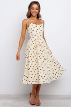 Damen Midikleid mit Spaghetti-Trägern und lässigem Punkte-Design R&B