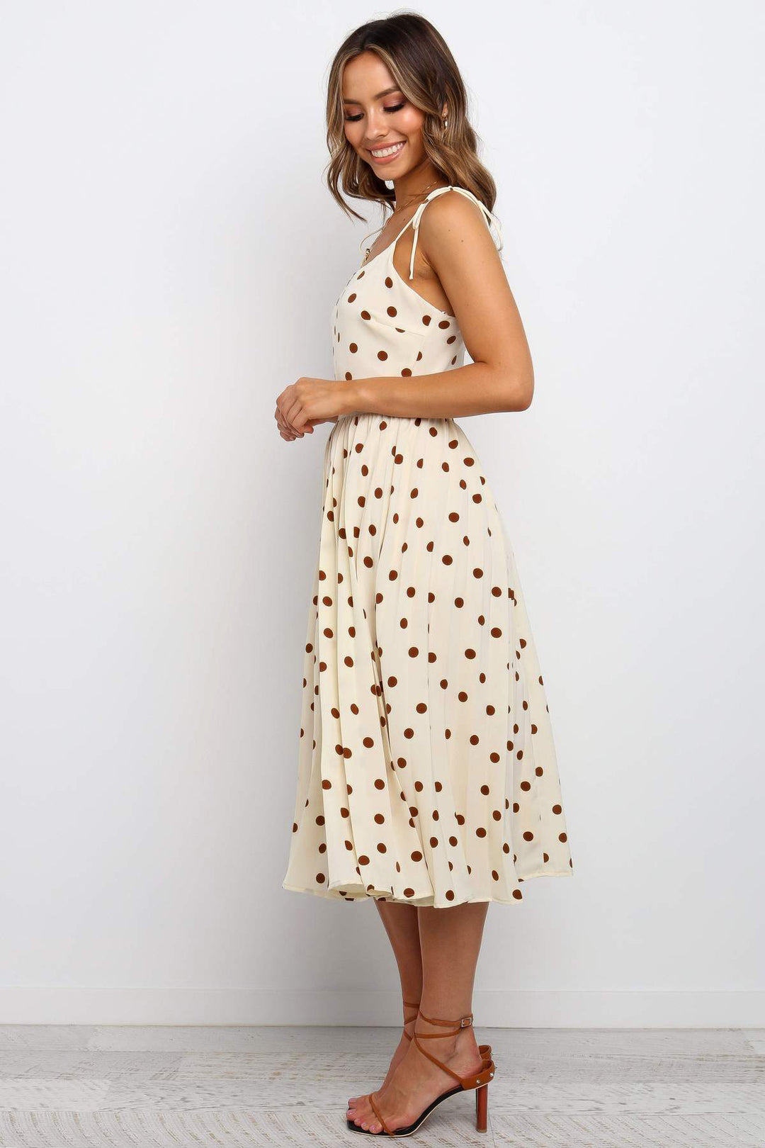 Damen Midikleid mit Spaghetti-Trägern und lässigem Punkte-Design R&B