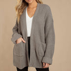 Damen lässiger Strickmantel mit oversized Schnitt und strukturiertem GewR&Be R&B