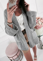 Damen lässige Strickjacke mit eleganten Knopfdetails und praktischen Taschen R&B