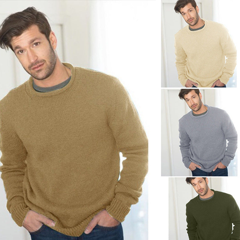 Herren lässiger Rundhalspullover mit strukturierter Maschenware R&B