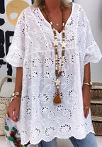 Damen Luftige Bluse im romantischen Broderie-Stil R&B